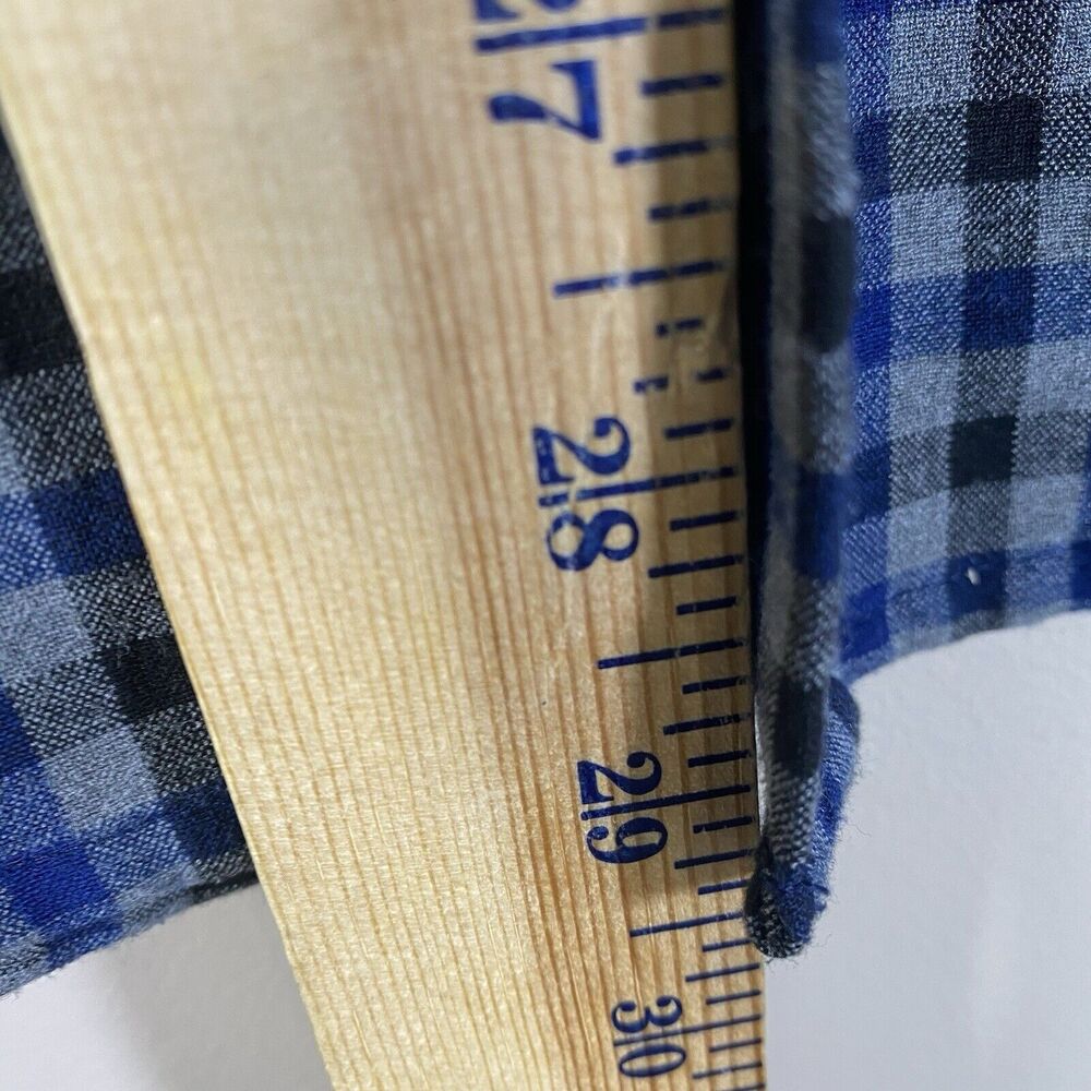 Mizzen Main Shirt Mens XL Trim Gray Blue Check Button Flannel No Tuck Quick Dry - Picture 7 of 9